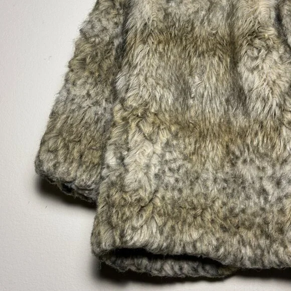 VTG H&M Faux Fur Coat Jacket Women 4 Grey Brown Mottled Pattern Outerwear Y2K - Picture 13 of 15